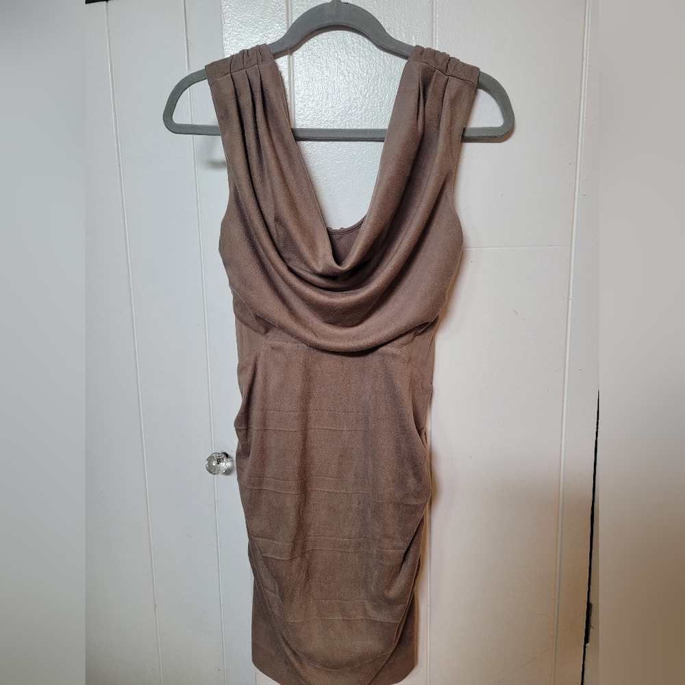 NWT BEBE Micro Suede Cowl Dress